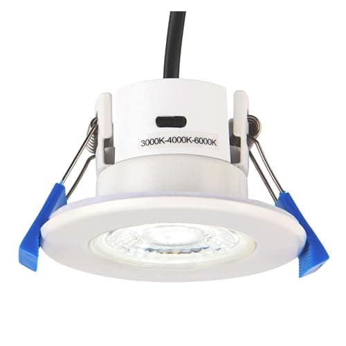 Image of SHIELDECO 5W Fire Rated Downlight Matt White Finish Dimmable Recessed Energy Saving Cool White LED Ceiling Spotlight Push Fit Downlight IP65 Rated for Bathroom, Shower, Kitchen, Lounge