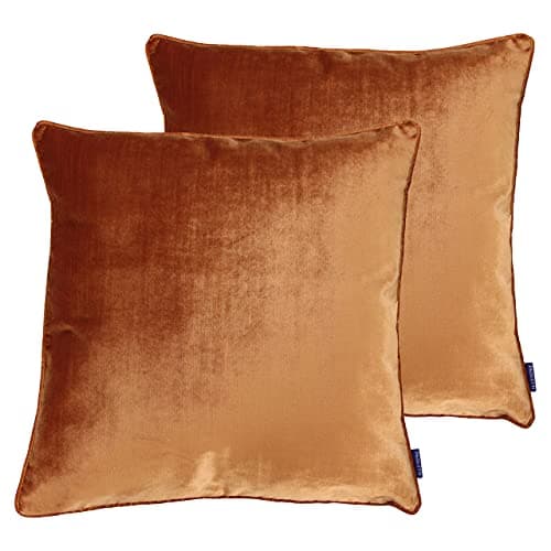 Image of Paoletti Luxe Velvet Twin Pack Polyester Filled Cushions, Rust, 55 x 55cm