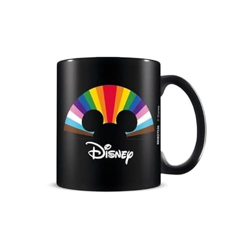 Image of Disney Pride Mickey Mouse Mug in Presentation Gift Box (Pride Mickey Mouse Design) 11oz Ceramic Black Mug. Disney Mug Gift Set - Official Merchandise