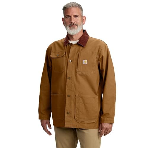 Image of Carhartt Men's Rugged Flex Duck Loose Fit Chore Coat, Carhartt Brown, M