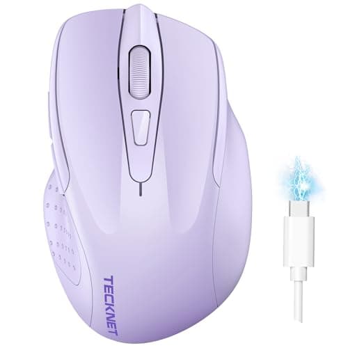 Image of TECKNET Bluetooth Mouse, Rechargeable Bluetooth Wireless Mouse(Tri-Mode: BT 5.0/3.0+2.4G), 4800DPI Adjustable, Silent Ergonomic Wireless Mouse for Laptop PC Computer, Windows Mac OS,6 Buttons