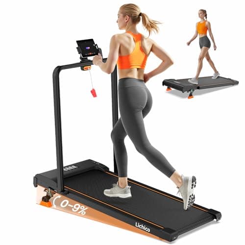 Image of Lichico Walking Pad Treadmill with 0-9% Incline, Under Desk Walking Machine 40×100cm Belt, Smart APP & Remote Control, 130KG Capacity for Home Office WFH (0-9% Incline with Handle)