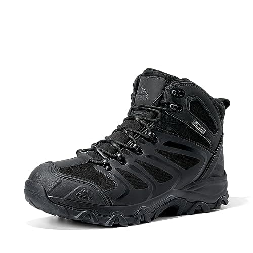 Image of NORTIV 8 Men's Ankle High Waterproof Boots Hiking Boots Men Walking Boots Mens Backpacking Trekking&Hiking Footwear Armadillo,Size 9,All Black,160448_M