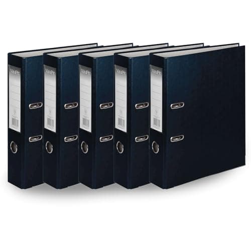 Image of OFFICE CENTRE 5X Black A4 Large 75mm Lever Arch File Folder Metal Edge Strengthened Stationery Document Archive Paper Storage Office School Home Easy Filing System 15 Colour Coding Wide Spine
