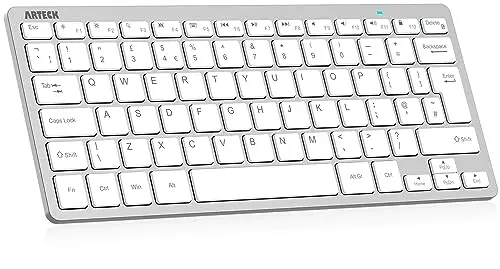 Image of Arteck Ultra-Slim Bluetooth Keyboard Compatible with iPad 10.2-inch/Air/ 9.7-inch/Pro/Mini, iPhone and Other Bluetooth Enabled Devices Including iOS, Android, Windows, Silver