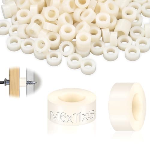 Image of mawmuaw Plastic Spacers M6, 50 Pcs Nylon Spacers ABS Round Washers 11x5 mm Non Threaded Insulation Column Standoff Support Washer White for M6 Screws