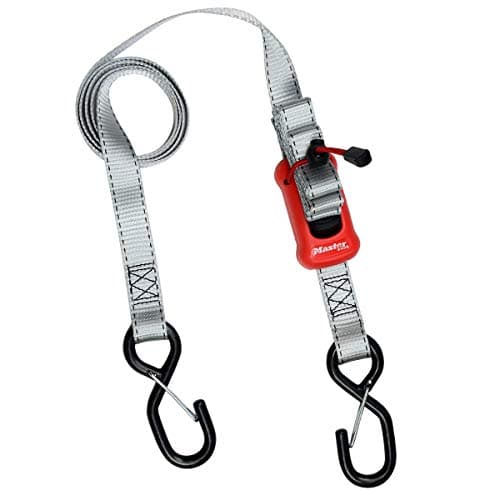 Image of Master Lock 3313EURDAT Tie Down Strap with Hooks and Buckle, Grey, 1.80m x 25mm Straps