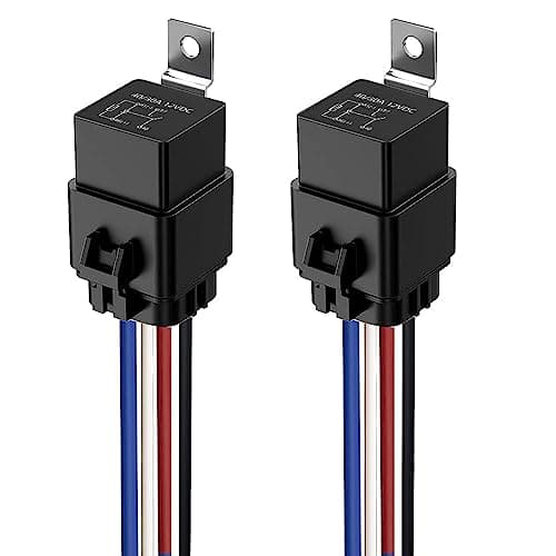 Image of Gebildet 2pcs 40/30 Amp Waterproof Relay Switch 12AWG Harness Set with Built-in Diode- 12V DC 4-Pin SPST Automotive Relays Hot Wires