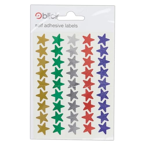 Image of Blick Labels, Assorted Metallic Colours, Self Adhesive Stickers, Stars, 14mm, 90 Labels, for Home, Office, Family, School, Holiday Calendar Organising, Planner, Rewards Chart, Colour Coding