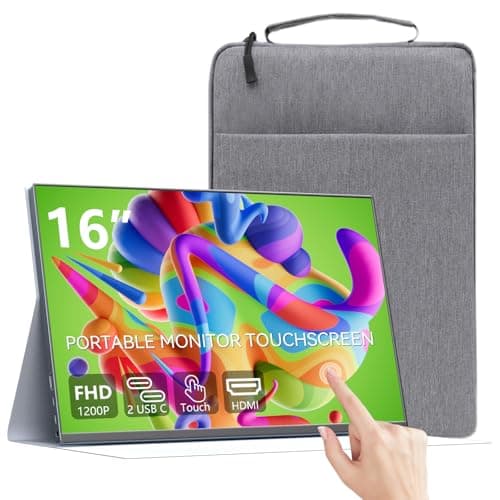 Image of Pixluxe Portable Monitor Touchscreen, 16 Inch 1200P Metal Ultra-Thin Portable Display, with Leather case and Travel Bag Display, HDMI USB C External Display, Suitable for Laptop Xbox Switch