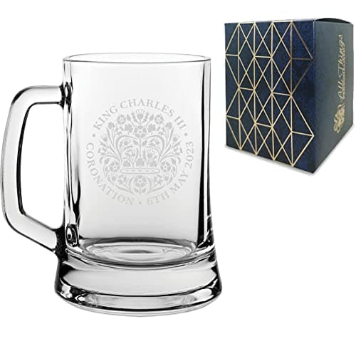 Image of Engraved Commemorative Coronation of The King Beer Mug Official Coronation Emblem Beer Mug to Commemorate The Coronation of King Charles III and The Queen Consort