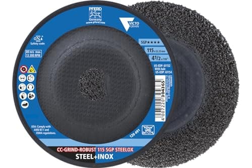 Image of PFERD Grinding Disc - Pack of 10 - CC-Grind®-Robust, 4-1/2" x 7/8" - SGP STEELOX VICTOGRAIN® Ceramic - High-Performance Abrasive Disc for Aggressive Grinding - Part 61152