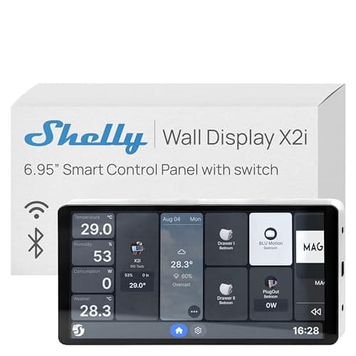 Image of Shelly Wall Display X2i Silver - Wi-Fi Smart Home Control Panel, Touch Screen Colour Display 6.95", Relay 5A, LUX & G-Sensor, Wireless Control Smart Devices, Alexa & Google, Home Assistant