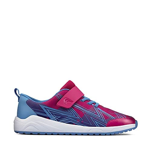 Image of Clarks Aeon Pace Youth Textile Trainers in Pink Combi Wide Fit Size 4