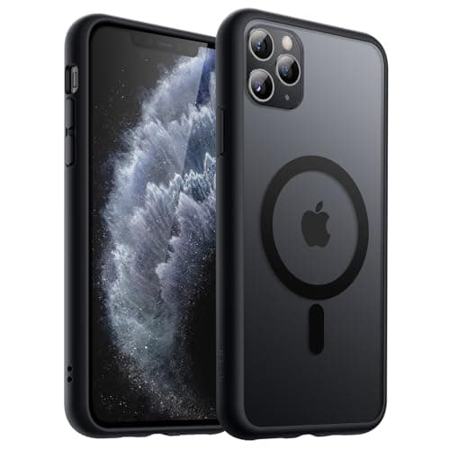 Image of JETech Magnetic Case for iPhone 11 Pro 5.8-Inch Compatible with MagSafe, Translucent Matte Back Slim Shockproof Phone Cover (Black)