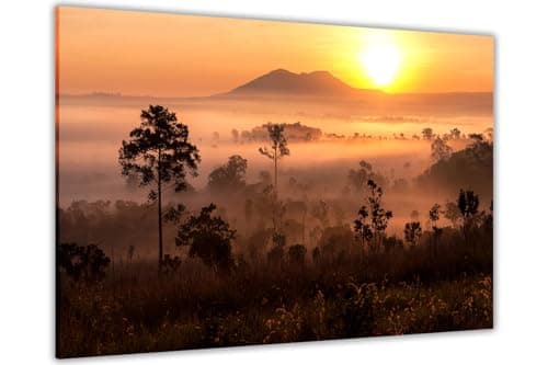 Image of Pastello African Sunset Mist Canvas Wall Art Picture Print for the Living Room, Bedroom, Home Decor