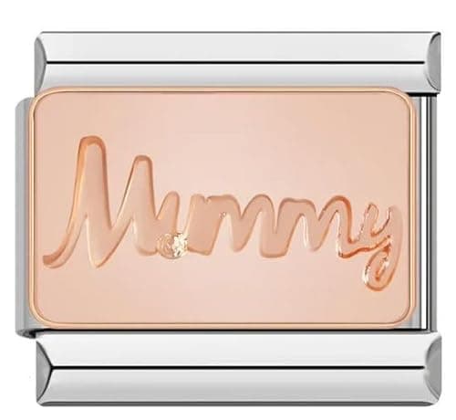 Image of Mummy Gift Mum Rose Gold Silver 9mm Italian Charm Compatible With 9mm Bracelet