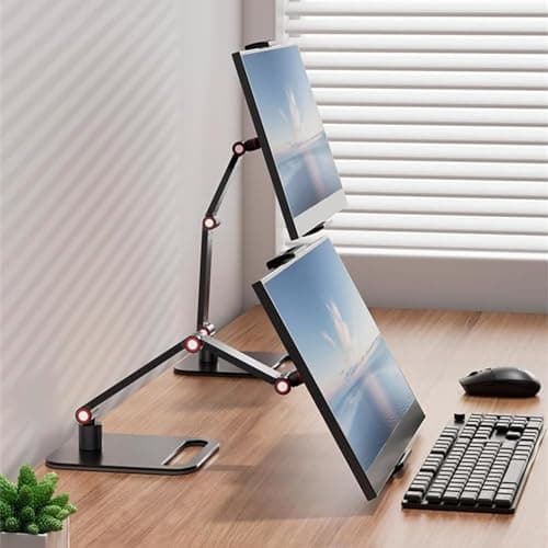 Image of AiFeelife Portable Monitor Holder for 12-17.3 Inch Screen Metal Stand - Universal Expandable Display Base for 12.9-16 Inch Tablets - Adjustable 360° Swivel Desktop Clamp