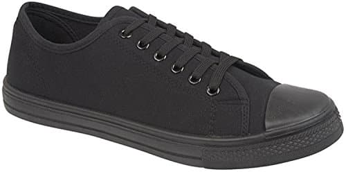 Image of Mens Canvas Baseball Shoes Trainers - Baltimore (12, All Black)