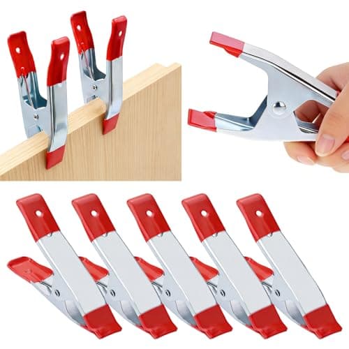 Image of 5 Pcs Heavy Duty Metal Spring Clamps for Woodworking,6 Inch Large Heavy Duty Spring Clips Set with Rubber Coated Tipped Grip,Anti Slip Metal Market Stall Clamps Clipset for Tarpaulin Woodwork Crafts