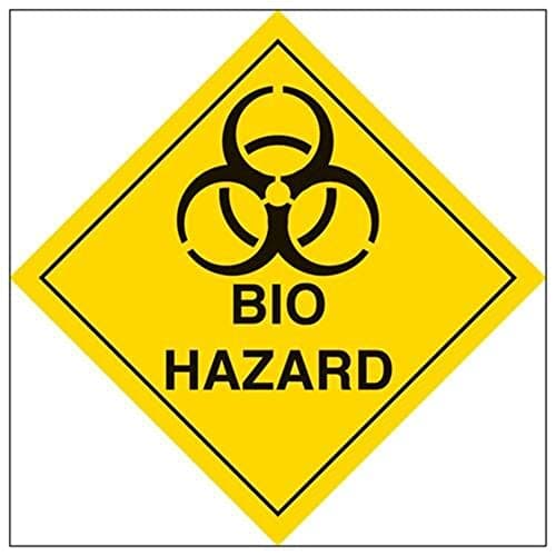Image of Vsafety Black/Yellow,6D021AF-S Bio Hazard Warning Diamond Sign - Square - 100mm x 100mm - Self Adhesive Vinyl