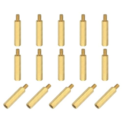Image of sourcing map 15Pcs Male to Female Thread Spacer Screws, M4 x 25mm + 6mm Brass Hex Standoff Screws PCB Motherboard for Drone Quadcopter, Computer and Circuit Board