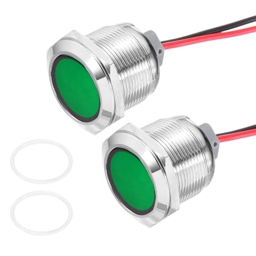 Image of PATIKIL 2Pcs 16mm(5/8") Indicator Light,12V-24V AC/DC 20mA LED Metal Signal Lamp Waterproof IP67 Flat Head Signal Lights with 205mm(8") Cable for Boat Car,Green