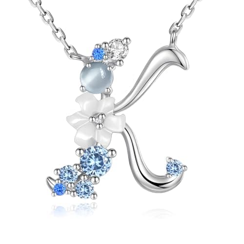 Image of VIKI LYNN Letter K Initial Necklace 925 Sterling Silver Cubic Zirconia Personalised Gifts for Girls