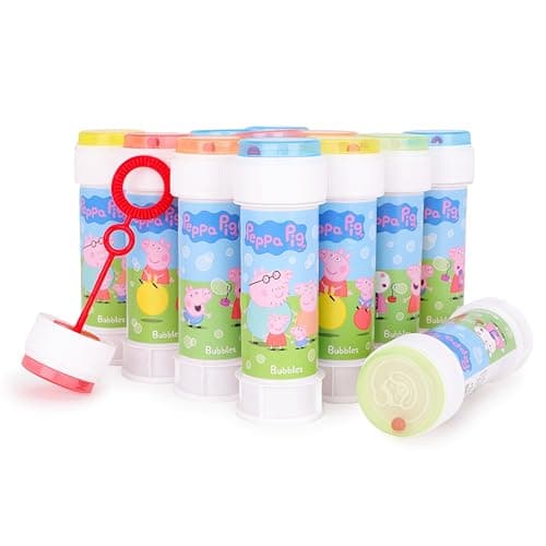 Image of Toyland® Pack of 12 Peppa Pig Bubbles With Wands, 60ml Solution & Novelty Maze Lid - Pocket Money & Party Bag Toys