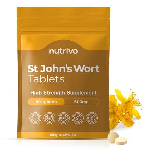Image of Nutrivo St Johns Wort 500mg - 90 Tablets | 3 Month's Supply | Vegan | UK Made