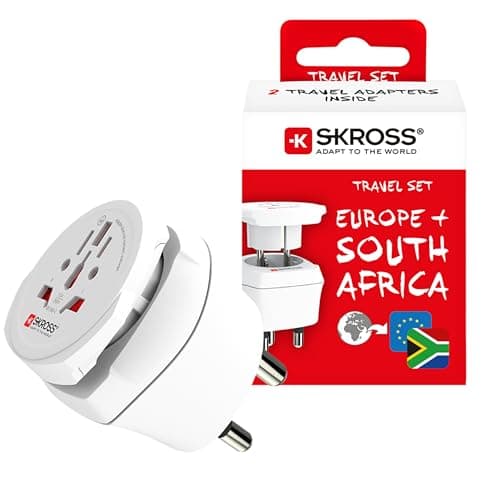 Image of SKROSS Combo World to South Africa Travel Adapter - Universal Adapter for 2- & 3-Pole Devices from 220+ Destinations, Swiss-Engineered for SA, Namibia, Swaziland, Lesotho, Bhutan & more (Type M)