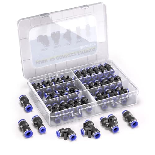 Image of Bwintech 46 Pcs 10mm Pneumatic Quick Push in Connect Air Tube Fitting Kit,(10mm Straight/Elbow/Tee/Splitter Connector and 6-10,8-10,10-12mm Reducing Connector)