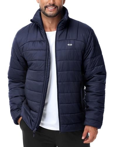 Image of MIER Puffer Jacket for Mens Lightweight Insulated Puffy Coat with Pocket Warm Winter Padded Packable Jackets, Navy Blue, S