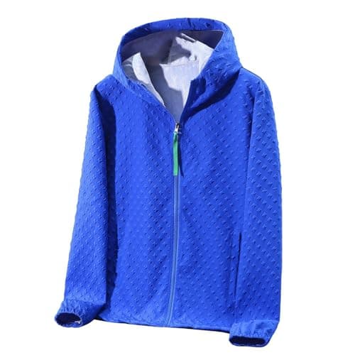 Image of Generisch Men's UV Protection Jacket Summer Lightweight Ice Silk Sun Jacket Breathable Thin Outdoor Jacket with Zip for Fishing Hiking Travel Leisure, Blue-c, 4XL
