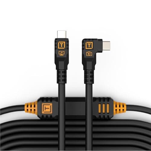 Image of TetherPro Optima 10Gbps Gen 2 USB-C, 15' (4.6m), Straight to Right, Non-Reflective Black
