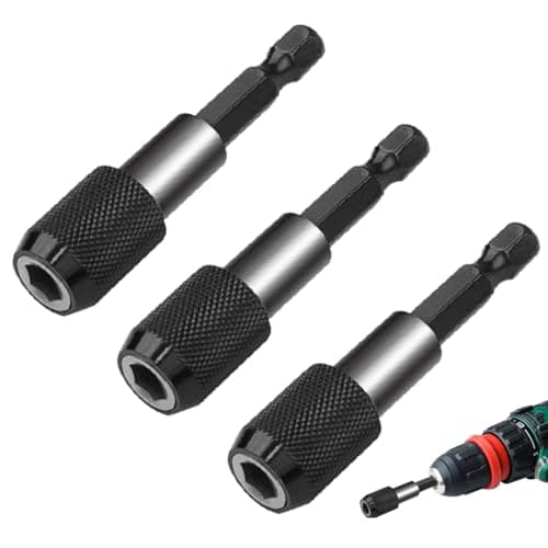 Image of 3 Pack Quick Magnetic Screwdriver Bit Holder,1/4” Hex Bit Holder 60mm,Magnetic Bit Holder Adapter Quick Release Bar Socket Screwdriver Bit Holder for Hand-held Drivers