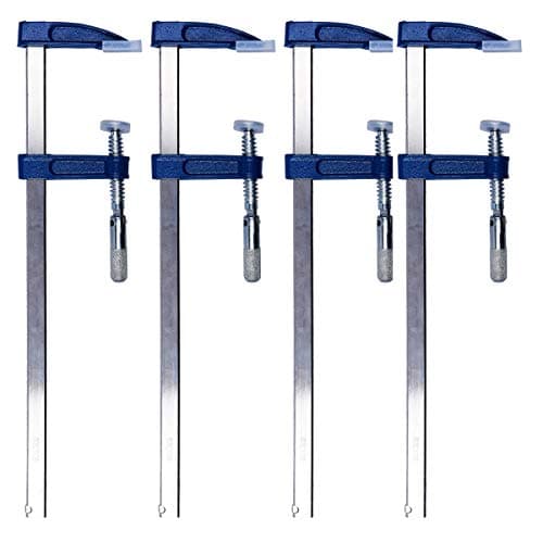 Image of Pack of 4 x Wood Working F-Clamps 50mm x 300mm Heavy Duty Cast Iron Clamp Heads