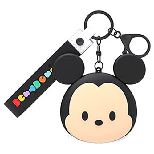 Image of Disney Tsum Tsum 3D Character Design Handy Mirror Keychain with Hand Strap, Metal Chain and Keyring (Mickey Mouse), Black