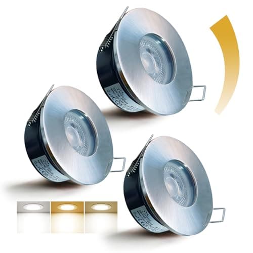 Image of Sweier Recessed Ceiling Lights Dimmable, 5W Spot Lights Warm White 3000K Natural White 4000K Cool White 6000K Living Room Spotlights, IP65 LED Downlights Ceiling, Nickel, Cut Φ68-75mm, 3 Pack