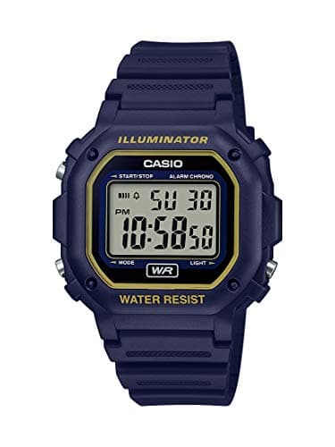 Image of Casio Illuminator Stainless Steel Quartz Watch with Resin Strap, Blue/Yellow, 23.7 (Model: F-108WH-2A2CF), Blue/Yellow, Quartz Watch