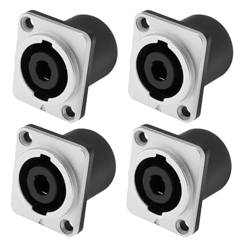 Image of YINETTECH 4pcs Speakon Panel Mount Socket Connector 4 Pole Female Square Metal Jack Adapte Compatible with Neutrik Speakon NL4MP NL4MPR NL4FC