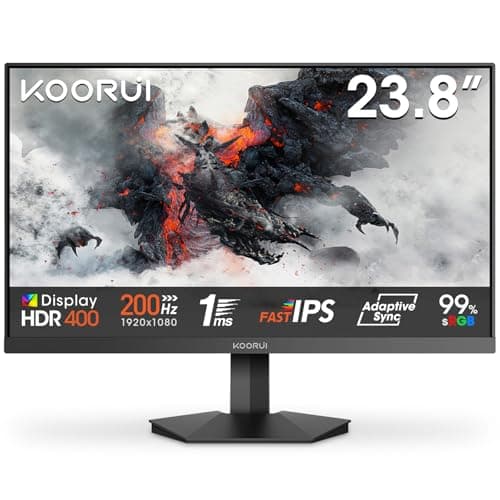 Image of KOORUI G2411P 24 Inch Gaming Monitor, 200Hz, Fast IPS, HDR 400, Full-HD 1080P, 1ms, Adaptive Sync, VESA Mountable, HDMI/DP, Low Blue Light, 99% SRGB