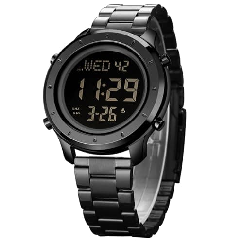 Image of zolohoni Mens Leather Watch for Men Digital Watch Men's Wrist Watches LED Minimalist Stainless Steel Waterproof Stopwatch