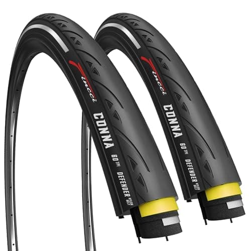 Image of Fincci Reflective 700 x 25c Road Tyres- Pair Slick Foldable 700c Tires 25-622 with 1mm Nylon Puncture Proof 60 TPI - for Folding, Race, Hybrid, Carrera, Road and Touring Bicycles