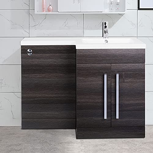 Image of NRG Right Hand Bathroom Storage Cabinet Combination Vanity Unit Set Grey (No Toilet)