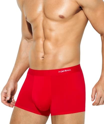 Image of Casey Kevin Men's Boxer Shorts Trunks Modal Underwear Ice Silk Boxers Breathable Microfibre Underpants 3D Pouch Boxer Briefs Thin Low Rise Pants, Red L