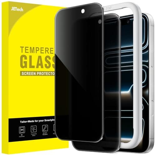 Image of JETech Privacy Screen Protector for iPhone 17 Pro 6.3-Inch, Anti-Spy Tempered Glass Film with Easy Installation Tool, 2-Pack