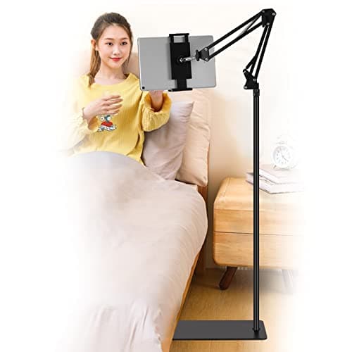 Image of SAMHOUSING Tablet Floor Stand, Adjustable Universal 360-degree Rotatable Metal Tablet Holder, Phone Stand for iPad/iPhoneX/iPad Pro or Other 4.7~12.9 Inch-Screen Devices (Black)