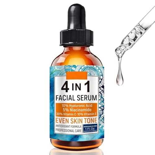 Image of 4 in 1 Facial Serum, 30% Vitamin C Serum for Face, Vitamin C Face Serum with 10% Hyaluronic Acid & Vitamin E and 5% Niacinamide, Dark Spot Remover for Face, Anti Aging Serum for Women, Brighten, 30ML