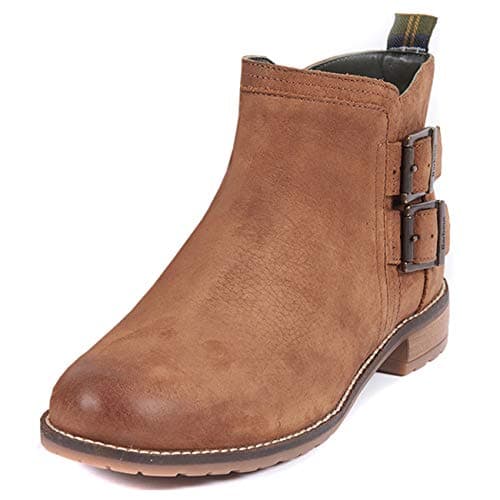 Image of Barbour Womens Sarah Low Buckle Leather Closed Toe Dealer Chelsea Boot - Tobacco - 3